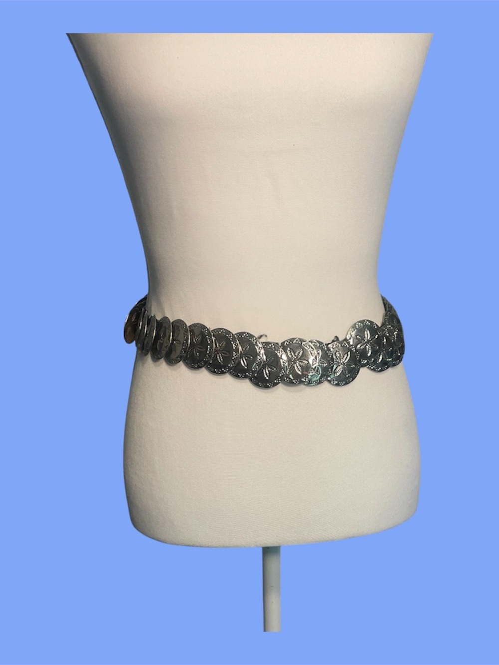 Vintage Silver Concho Stretch Belt – Western Boho Statement Piece